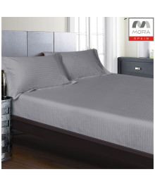 شرشف مورا ساده مقلم 250 خيط  قطن 100% سير 180*200
