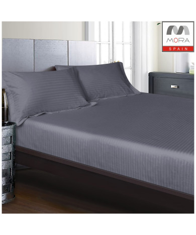 شرشف مورا ساده مقلم 250 خيط  قطن 100% سير 180*200