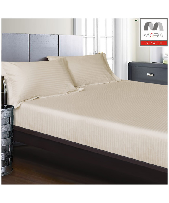 شرشف مورا ساده مقلم 250 خيط  قطن 100% سير 180*200