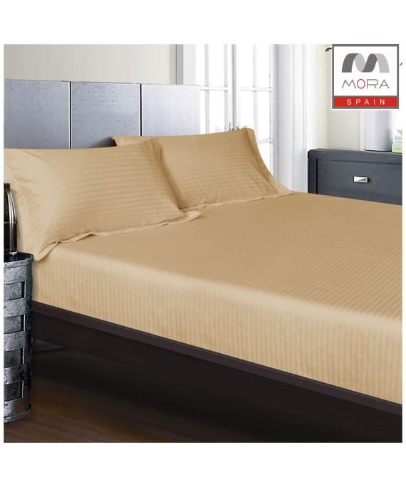 شرشف مورا ساده مقلم 250 خيط  قطن 100% سير 180*200