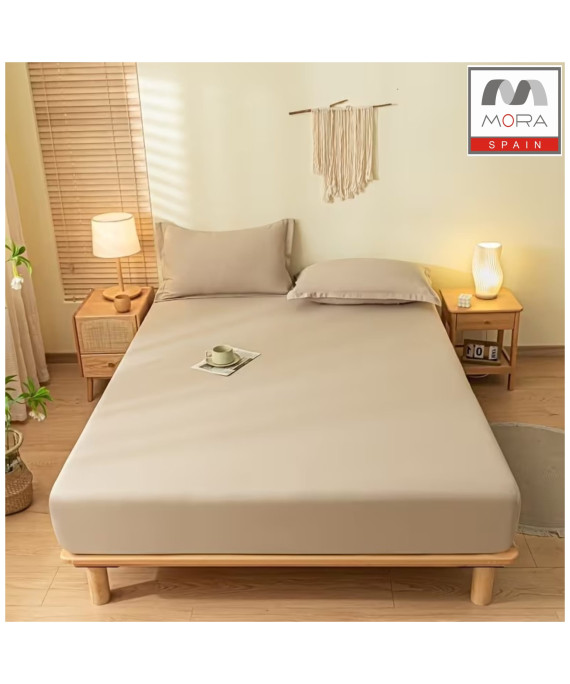 طقم شرشف مورا سادة عادي – 3 قطع، قطن 100% (250×270 سم، مجوز/كينغ)